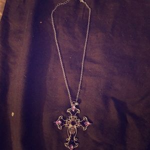 Purple cross necklace